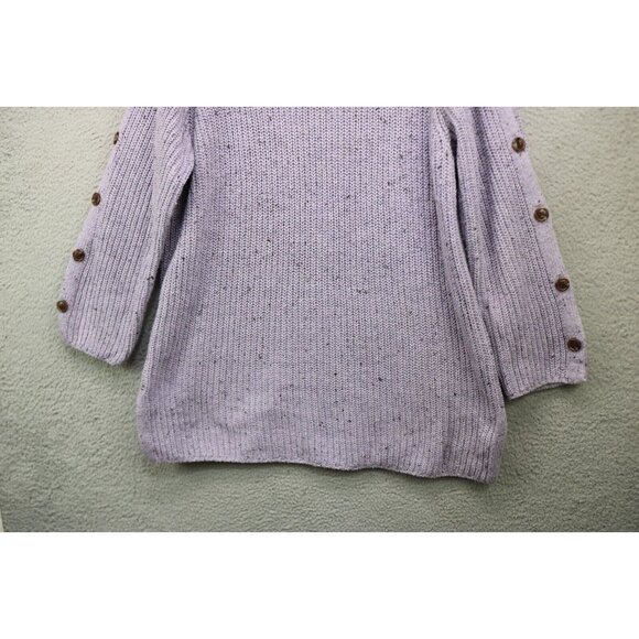 Soft Surroundings Boat Neck Purple Sweater-Large-Button Up Sleeves-Wool & Silk - Picture 4 of 13